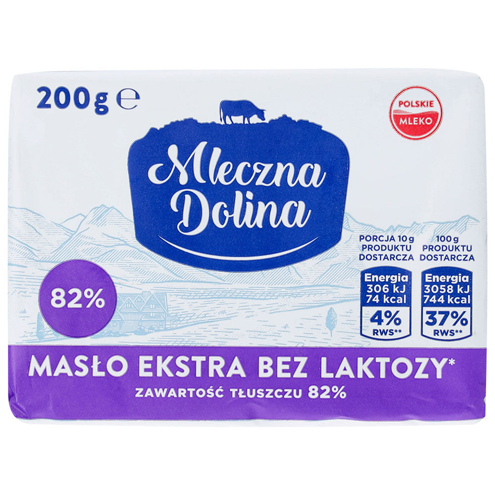 Mleczna Dolina Masło ekstra bez laktozy 82 % 200 g. /szt.
