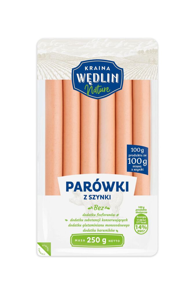 Kraina Wędlin Nature Parówki z szynki 250 g. /szt.