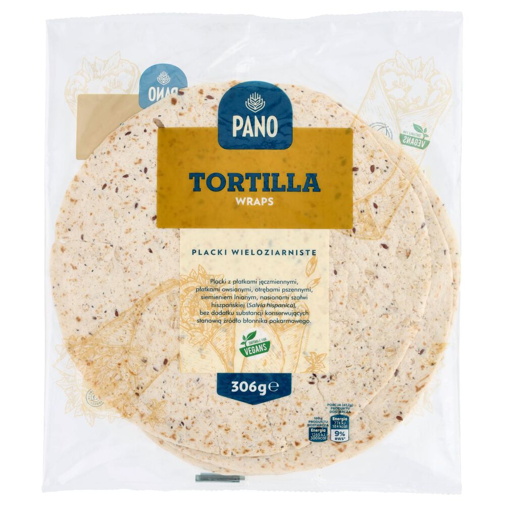 Pano Tortilla Wraps Placki wieloziarniste 306 g. /szt.