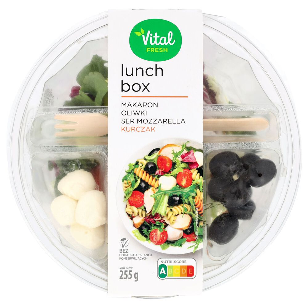 Vital Fresh Lunch box makaron, oliwki, ser Mozzarella, kurczak 255 g. /szt.