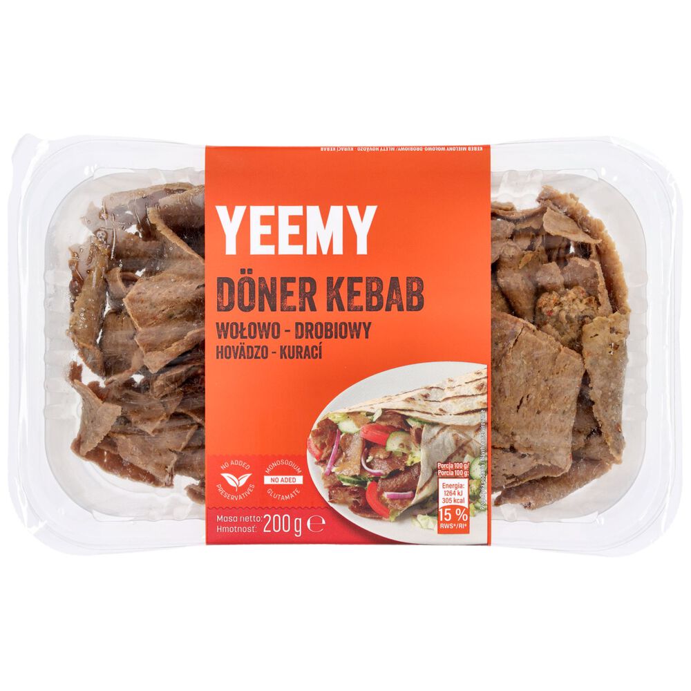 Yeemy Döner Kebab wołowo-drobiowy 200 g. /szt.