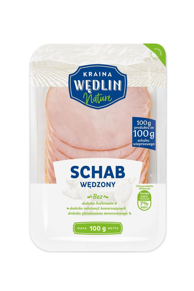Kraina Wędlin Nature Schab wędzony plastry 100 g. /szt.