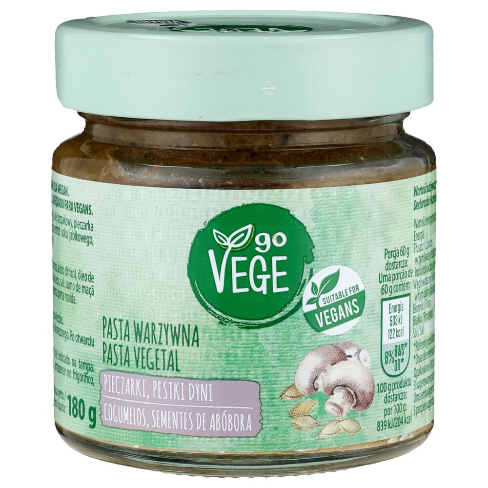 Go Vege Pasta warzywna pieczarki, pestki dyni 180 g. /szt.