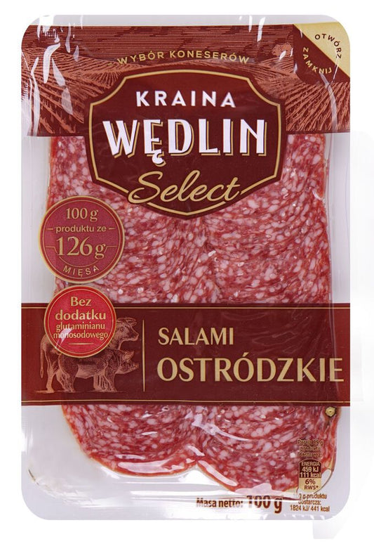 Kraina Wędlin Select Salami ostródzkie plastry 100 g. /szt.