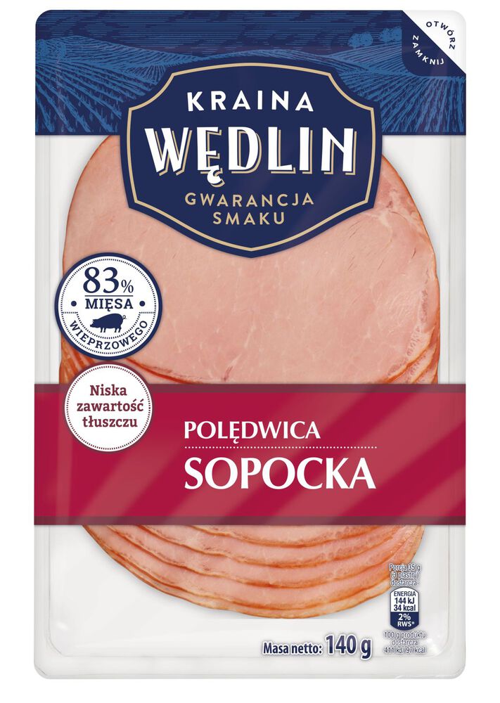 Kraina Wędlin Polędwica sopocka plastry 140 g. /szt.