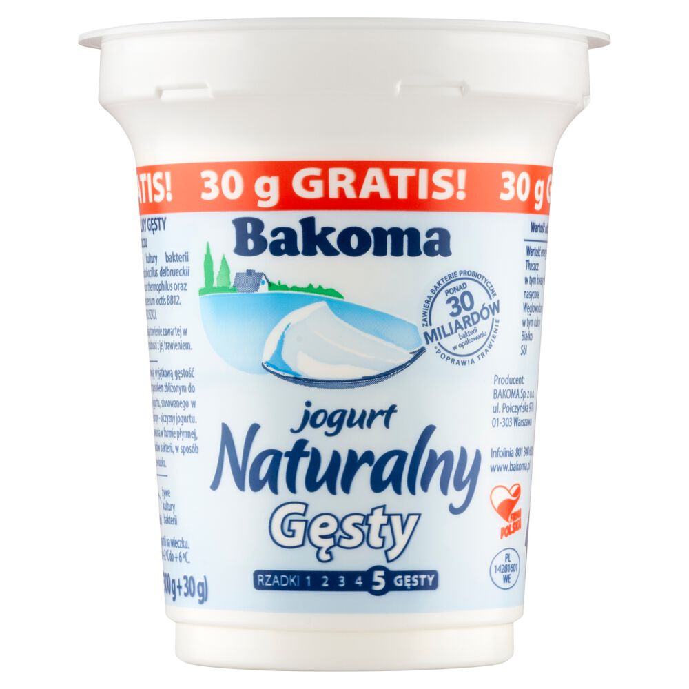 Bakoma Jogurt naturalny gęsty 330 g. /szt.