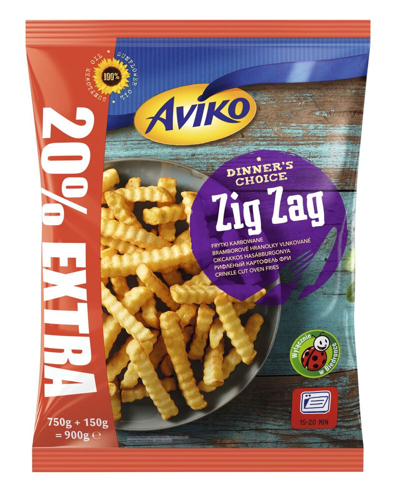 Aviko Zig Zag extra frytki karbowane 750 g + 150 g. /szt.